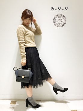 「a.v.v（アーヴェヴェ）のアイテム（バッグ）」を使った、mio☻miloさん（レディース・156cm）の秋コーディネート