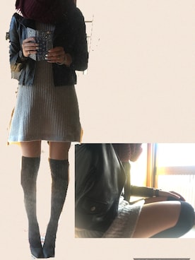 「ニーハイソックス」｜(*´︶`*)さん（レディース・162cm）の冬コーディネート