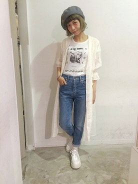 「RNA-N（アールエヌエーエヌ）のアイテム（ハンチング/ベレー帽）」を使った、あさこさん（レディース・157cm）の夏コーディネート