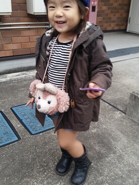 「アイテム（モッズコート）」を使った、h**さん（キッズ・90cm）の秋コーディネート