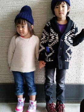 「babyGAP（babyGAP）のアイテム（シューズ）」を使った、h**さん（キッズ・90cm）の秋コーディネート