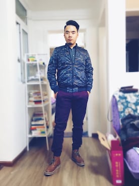 「PULL&BEAR（プルアンドベア）のアイテム（ライダースジャケット）」を使った、shinno_dooさん（メンズ・178cm）の秋コーディネート