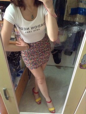「skirt」｜「アイテム（その他シューズ）」を使った、Cynthia Chanさん（レディース・154cm）の夏コーディネート