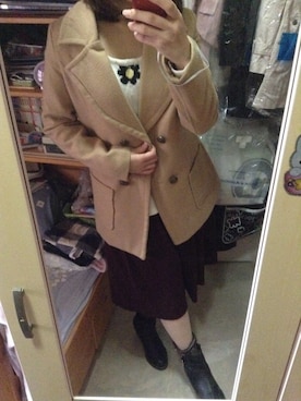 「skirt」｜「アイテム（チェスターコート）」を使った、Cynthia Chanさん（レディース・154cm）の冬コーディネート