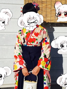 「ふりふ」｜「アイテム（浴衣）」を使った、タジマさん（レディース・158cm）の冬コーディネート