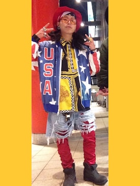 「アイテム（バングル/リストバンド）」を使った、sherryさん（メンズ・165cm・20代）の冬コーディネート