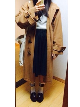 「RETRO GIRL（レトロガール）のアイテム（ダッフルコート）」を使った、hinaaaさん（レディース・159cm）の冬コーディネート