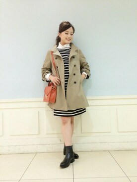 「Rouge vif（ルージュヴィフ）のアイテム（トレンチコート）」を使った、yamaさん（レディース・157cm）の秋コーディネート