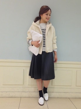 「Rouge vif（ルージュヴィフ）のアイテム（ブルゾン）」を使った、yamaさん（レディース・157cm）の秋コーディネート