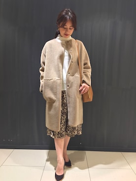 「Rouge vif（ルージュヴィフ）のアイテム（ノーカラージャケット）」を使った、yamaさん（レディース・157cm）の秋コーディネート