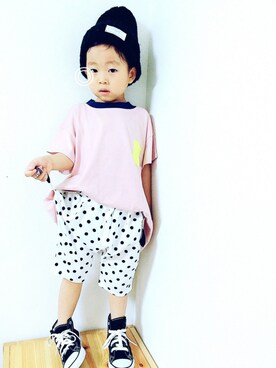 「present（プレゼント）のアイテム（パンツ）」を使った、skylandさん（キッズ・100cm）の夏コーディネート