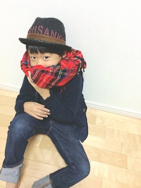 「アイテム（ダウンベスト）」を使った、skylandさん（キッズ・125cm）の秋コーディネート