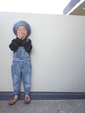 「F.O.KIDS（エフオーキッズ）のリブニットタートル（ニット/セーター）」を使った、skylandさん（キッズ・100cm）の秋コーディネート