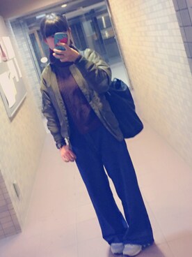 「AS KNOW AS plus（アズノゥアズプラス）のアイテム（ブルゾン）」を使った、riemiさん（レディース・160cm）の冬コーディネート