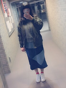 「AS KNOW AS plus（アズノゥアズプラス）のアイテム（ブルゾン）」を使った、riemiさん（レディース・160cm）の冬コーディネート