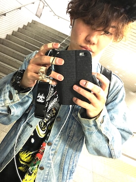 「ストリート系」｜「アイテム（デニムジャケット）」を使った、NKGW RYOTAさん（メンズ・168cm）の春コーディネート