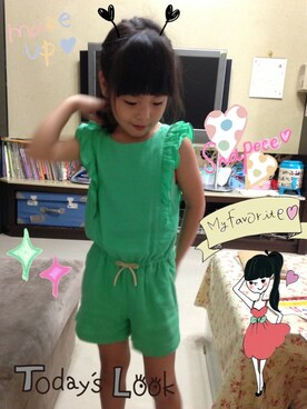 「アイテム（つなぎ/オールインワン、グリーン系）」を使った、dollyさん（レディース・160cm）の夏コーディネート