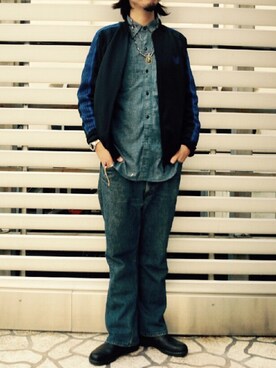 「HELLER'S CAFE（ヘラーズカフェ）のアイテム」を使った、こたさん（メンズ・179cm）の冬コーディネート