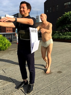 「アイテム（ボディバッグ/ウエストポーチ、グリーン系）」を使った、Ichigonyc Brooklyn さん（メンズ・170cm）の夏コーディネート