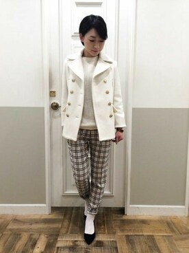 「アパートバイローリーズ」｜「アイテム（ピーコート）」を使った、さちさん（レディース・160cm）の秋コーディネート