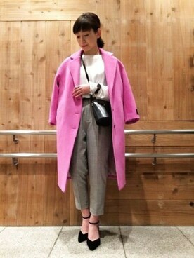 「アパートバイローリーズ」｜「アイテム（チェスターコート）」を使った、さちさん（レディース・160cm）の秋コーディネート