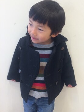 「GO TO HOLLYWOOD（ゴートゥーハリウッド）のアイテム（ピーコート）」を使った、yotukoさん（キッズ・100cm）の冬コーディネート