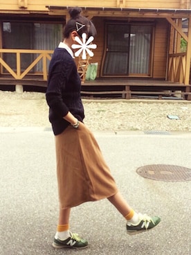 「earth music&ecology（アースミュージックアンドエコロジー）のアイテム（ポロシャツ）」を使った、ｋａｎｏさん（レディース・158cm）の秋コーディネート