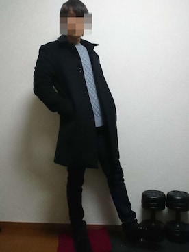 「スエードシューズ」｜「アイテム（ステンカラーコート）」を使った、nakaさん（メンズ・165cm）の秋コーディネート