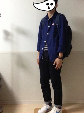 「ジャパンブルー」｜「アイテム（カバーオール）」を使った、たなぼた..さん（メンズ・181cm）の夏コーディネート