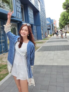 「4-Twinkle（-）のアイテム」を使った、洛儀さん（レディース・165cm）の夏コーディネート