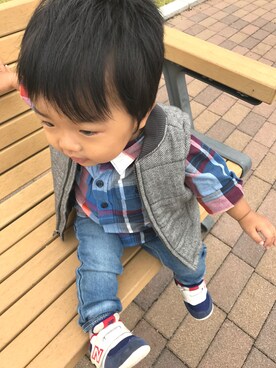 「babyGAP（babyGAP）のアイテム（シャツ/ブラウス、その他）」を使った、shunpiiiさん（キッズ・80cm）の秋コーディネート