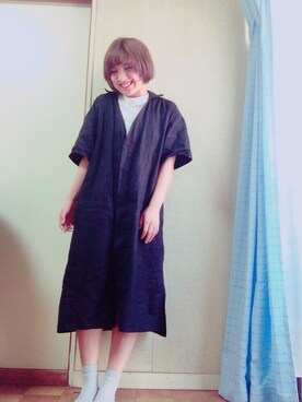 「くつした」｜「アイテム（シャツワンピース）」を使った、Hana Haraさん（レディース・153cm）の夏コーディネート