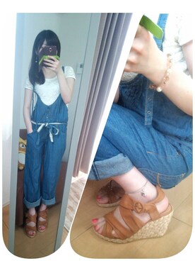 「ARROW（アロー）のアイテム（サロペット/オーバーオール）」を使った、sayaさん（レディース・152cm）の夏コーディネート