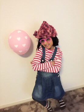 「おでかけ」｜「アイテム（つなぎ/オールインワン）」を使った、saratanさん（キッズ・110cm）の冬コーディネート