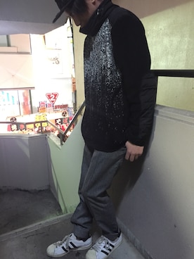 「HUGO BOSS（ヒューゴボス）のアイテム（ニット/セーター）」を使った、シュガーさん（メンズ・185cm）の冬コーディネート