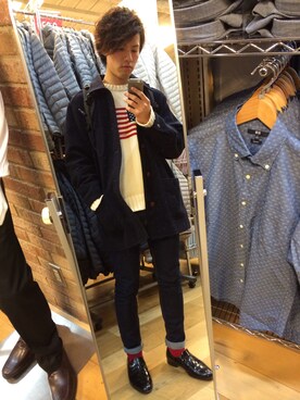「Banana Republic（バナナリパブリック）のアイテム（その他アウター）」を使った、かずおさん（メンズ・170cm）の冬コーディネート