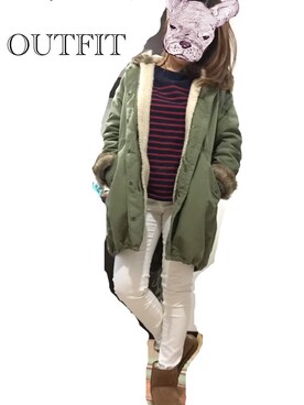 「SEVENDAYS=SUNDAY（セブンデイズサンデイ）のアイテム（モッズコート）」を使った、mika♡さん（レディース・154cm）の冬コーディネート