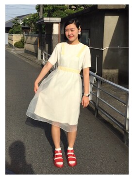 「アイテム（アナログ腕時計、ピンク系）」を使った、お豆ちゃんさん（レディース・167cm）の春コーディネート