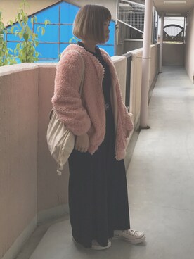 「カオリノモリ」｜「アイテム（その他アウター）」を使った、柚子胡椒さん（レディース・155cm）の秋コーディネート