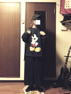 「USEDのアイテム（スウェット、ブルー系）」を使った、柚子胡椒さん（レディース・155cm）の秋コーディネート