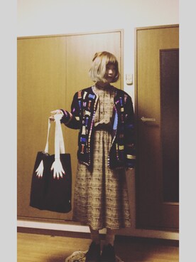 「USEDのアイテム（ワンピース、ブラウン系）」を使った、柚子胡椒さん（レディース・155cm）の冬コーディネート