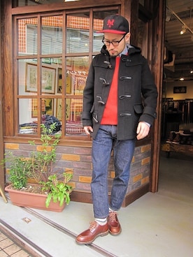 「CUSHMAN（クッシュマン）のアイテム」を使った、syunsukekaburakiさん（メンズ・165cm）の冬コーディネート