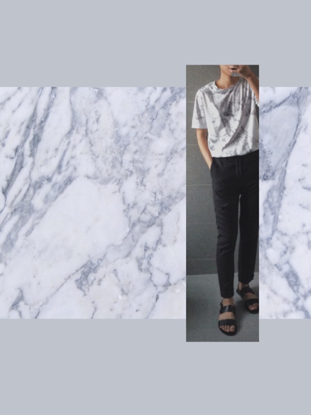 「marble、TOPMAN、ootd、monotone」｜「TOPMANのMarble⬜️（Tシャツ/カットソー、その他）」を使った、Jacobs さん（メンズ・175cm）の秋コーディネートの1枚目の写真