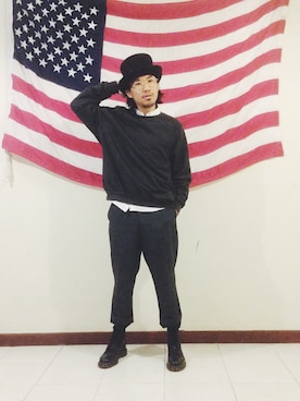 「TOPMAN（トップマン）のアイテム（スウェット）」を使った、Ethan Chuさん（メンズ・172cm）の冬コーディネート