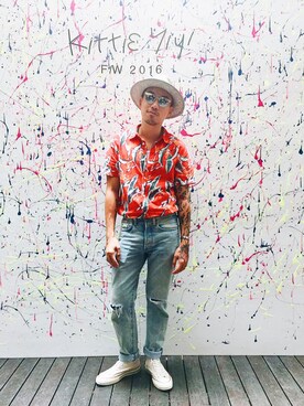「H&M（エイチ・アンド・エム）のアイテム（ハット）」を使った、Ethan Chuさん（メンズ・172cm）の春コーディネート