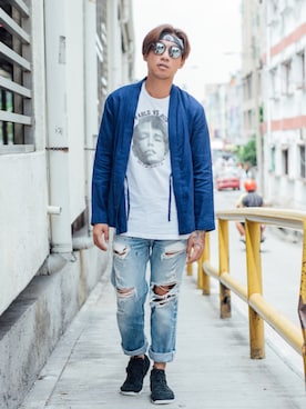 「Levis」｜「アイテム（その他アウター）」を使った、Ethan Chuさん（メンズ・172cm）の春コーディネート