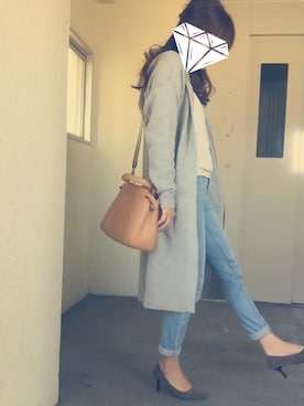 「ハーフアップ」｜「アイテム（その他アウター）」を使った、ucchi..♡さん（レディース・154cm）の秋コーディネート