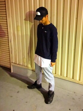 「NIKE（ナイキ）のアイテム（パーカー、その他）」を使った、ちゃんまがさん（メンズ・176cm）の秋コーディネート