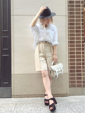 「アイテム（バッグ、ホワイト系）」を使った、SHCさん（レディース・155cm）の夏コーディネート