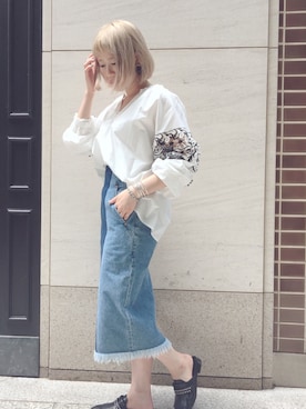 「mame（マメ）のアイテム（スカート）」を使った、SHCさん（レディース・155cm）の夏コーディネート